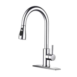 FORIOUS Kitchen Faucet with Pull Down Sprayer Chrome, High Arc Single Handle Kitchen Sink Faucet with Deck Plate, Commercial Modern rv Stainless Steel Kitchen Faucets, Grifos De Cocina