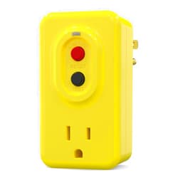 AIDA GFCI Adapter, 15 AMP Single Outlet Grounded 3-Prong GFCI Adapter, for Indoor Use with Manual Reset, UL Listed, Yellow, 1 Pack
