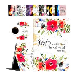 Som Lam Case for iPad 10.2 8th Gen 2020 7th Gen 2019 iPad Air 10.5 2019 iPad Pro 10.5 Durable Shockproof Protective Cover for iPad 8th 7th Coasters Set Psalm 46:5 God is Within Her Flower