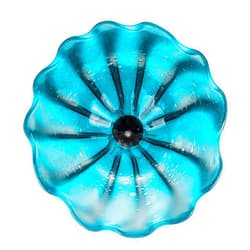 Zonsbin 1PC Hand Blown Art Glass Platter Wall Decor for Walls, Unique Hand Blown Glass Plate, 12 Inch Flower Shape Wall Hanging Artwork Decoration for Living Room Bedroom Kitchen