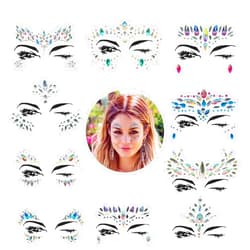 YRYM HT Mermaid Face Jewels Rhinestones Temporary Crystal Stickers Decorations Fit for Parties (10 Sets)