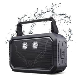 DOSS Bluetooth Speaker, Traveler Loudspeaker Systems Wireless Speaker with 20W Big Sound and Bold Bass, IPX6 Waterproof, TWS, 12H Playtime, 5 Light Modes, Portable Speaker for Outdoor-Black