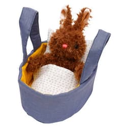 Manhattan Toy Moppettes Beau Bunny Stuffed Animal Nurturing Playset with Bunny Plush Toy, Fabric Bassinet, Blanket & Pillow