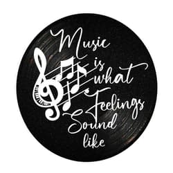 Blulu Music is What Feelings Sound Like Wooden Vinyl Records Album Wall Decor Round Record Artwork Decoration Modern Hanging Art Decor for Party Home Artist Studio