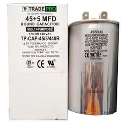 TradePro 45+5 MFD 440 Volt Round Capacitor TP-CAP-45/5/440R
