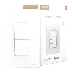 MOES Smart 4 Gang Light Switches, 2.4GHz Wi-Fi Single Pole Switch, Netural Wire Required, Inteligente Switch Combo Work with Alexa Google Assistant, Remote Control