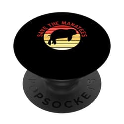 Vintage Herbivorous Marine Mammals Trichechusa Save The Manatees Animal Sea Cow Trichechidae Retro Manatees PopSockets Swappable PopGrip