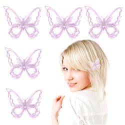 Lusofie 8pcs Butterfly Hair Clips Purple Butterfly Clips for Hair Lace Embroidery Butterfly Hair Pins Butterfly Hair Accessories Fairy Accessories for Women Girls(Light Purple)
