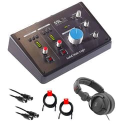Solid State Logic SSL-2+ USB Audio Interface Bundle with Studio Monitor Headphone, 2x MIDI Cable & 2x XLR Cable