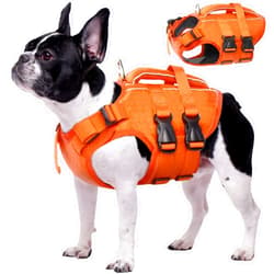 Kuoser Dog Life Jacket High Flotation, Reflective Dog Life Vest for Swimming Boating, Adjustable Small Medium Large Dog lifejacket, Lightweight Dog Life Preserver Rescue Handle Spring Summer Pool