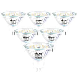 DiCUNO MR16 LED Bulbs Dimmable 50W Halogen Replacement 2700K Warm White, GU5.3 Bi-Pin Base Glass Cover 120 Degree Beam Angle 12V 5W 500 Lumens, Landscape Spotlight Track Recessed Lighting, 6 Packs