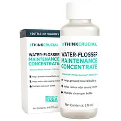 Think Crucial Water Flosser Cleaner & Descaler Rinse 6oz Super Concentrate – Compatible with All Waterpik Models (WP-660/662, WP-580, WP-560, WP-100) & Philips Sonicare 3000 & More
