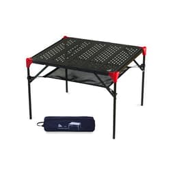 iClimb Extendable Folding Table Large Tabletop Area Ultralight Compact with Hollow Out Tabletop and Carry Bag for Camping Backpacking Beach Concert BBQ Party, Three Size (Black - L)