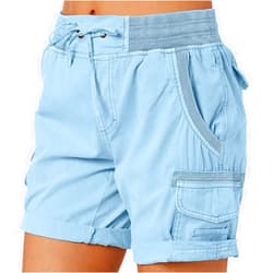 Jbyrvq Women's Cargo Shorts Summer Hiking Outdoor High Waist Casual Shorts Comfy Drawstring Solid Lounge Shorts with Pockets