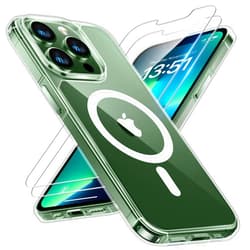 TAURI 3 in 1 Magnetic for iPhone 13 Pro Case Clear, with 2X HD Screen Protector, 12 FT Drop Protection, Compatible with Magsafe Case for 13 Pro Case 6.1 inch
