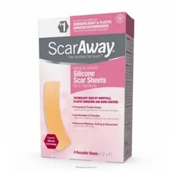 ScarAway Advanced Skincare Silicone Scar Sheets for C-Sections, Reusable Sheets (1.5” x 7”) for Hypertrophic and Keloid Scars from Injury, Burn, Surgery and more, 4 Sheets