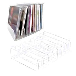 Bazyrock 2 Pack CD Holder, Clear Acrylic CD Display Rack & Storage Organizer, Holds up to 14 Standard CD Cases for Media Shelf Organization