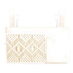 Mkono Bedside Caddy Hanging Organizer, Boho Macrame Storage with Fixed Straps and Hooks, Remote Magazine Accessories 4 Pockets Holder for Home Bunk Bed Loft Crib Bed College Dorm Hospital Bed Rails