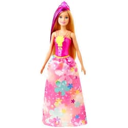 Barbie Dreamtopia Royal Fashion Doll & Accessory, Blonde with Purple Hairstreak Wearing Removable Pink Skirt & Headband