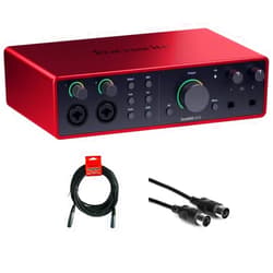 Kellards Focusrite Scarlett 16i16 USB-C Audio/MIDI Interface (4th Generation) Bundle with XLR- XLR Cable (2 Pack), Hosa Mid-310 Black 10 ft. Midi cable (2 Pack)