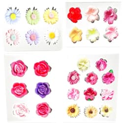 JJzxwish 4Pcs Rose Flower Silicone Candy Mold, Daisy Hibiscus Flower Fondant Chocolate Silicone Molds for Cake Decorating, Polymer Clay Molds Resin Mold for Baking Soap Ice Cube Wax Melt