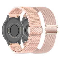 Laband 2 Pack 18mm Braided Stretchy Nylon Watch Bands Compatible with Garmin Venu 2S/Venu 3S/Vivoactive 4S/Vivomove 3S/Forerunner 255S/Forerunner 265S, Quick Release Loop Elastic Strap for Women Men