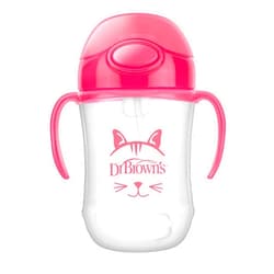 Dr. Brown's Baby's First Straw Cup Sippy Cup with Straw - Pink Critters - 9oz - 6m+