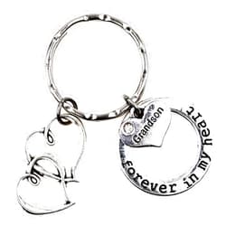 It's All About...You! Forever in My Heart Double Hearts Keepsake Condolence in Memory of Gift Memorial Day Keepsake Sorry Veterans Military Sympathy Loss of Loved One for Grandparents Grandma Grandpa, Grandson Keychain 3U