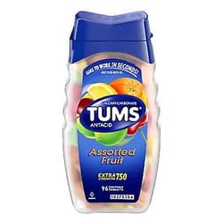 Tums Extra Strength 750 Chewable Tablets Assorted Fruit - 96 ct, Pack of 2