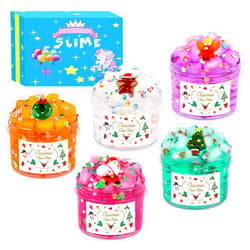 SHAOSHUIHU 5 Pack Jelly Clear Slime Kit,Cute Toys and Stickers,Super Soft and Non-Sticky, Party Favors and Stress Relief Toy for Girls and Boys,DIY Slime Toy for Kids
