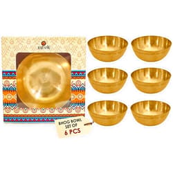 SATVIK STORE SATVIK Set of 6 Big Pure Brass Bhog Bowl Set for Pooja, Meditation & Offerings - Premium Indian Prasad Katori Set, Pack of 4/6/8/12, Perfect for Home Temples, Yoga, Diwali & Altar Supplies