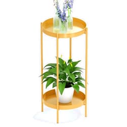OVICAR Plant Stand Indoor Outdoor - Flower Pot Holder Metal Plant Rack Organizer, 2 Tiers Tall Plant Display Storage Shelf Table For Home Garden Patio Bathroom Office Living Room Balcony Corner (gold)