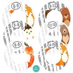 Little Miracles Baby Closet Size Dividers - Woodland Nursery Closet Dividers for Baby Clothes - Fox Deer Bear Hedgehog Beaver Nursery Decor - Baby Closet Dividers for Boy or Girl - [Woodland] [Grey/Gray]