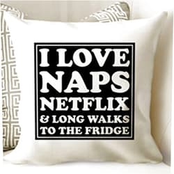 FaceYee I Love Naps Netflix Pillows Cushion covers Pillowcase Throw Pillow cover Room Decor Funny Novelty Gift for Teenager Pillowslip,18inchx18inch Color:1
