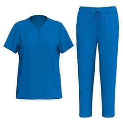 Generic Women's Cool Stretch V-Neck Top and Cargo Pant Scrub Set with Regular and Petite Sizes Solid Color Scrubs Set