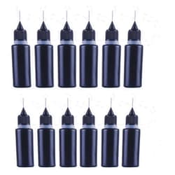 NANSHINE 12pcs 10ml(0.34oz) Black Needle Tip Glue Bottle Squeeze Bottle With 2pcs Funnel, Light-proof Plastic Bottle Reagent Dispensing Bottle Precision Tip Applicator Bottles