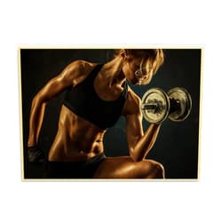 REYTOL Sexy Women Fitness Posters Dumbbells Weightlifting Sports Canvas Wall Art Gym Room Sexy Woman Working Out with Dumbbells Wall Pictures Gym Decor（No Frame）