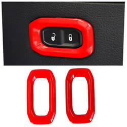 ITrims for Jeep Wrangler JL 2018-2022 Gladiator JT 2020 2021 2022 Truck Car Accessories Car Door Lock Switch Button Cover Trim Car Interior Decoration Sticker 2PCS ABS Red