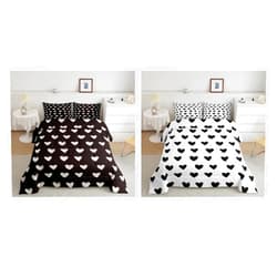 Erosebridal Black Heart Decor Comforter Set & White Heart Decor Comforter Set Twin Size