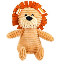 Giftable World 9 Inch Plush Pet Toy Corduroy Sitting Lion with Crinkle Ears and Squeaker