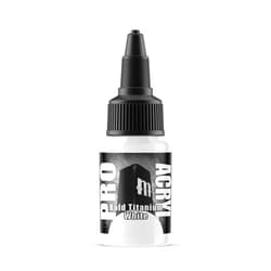 Monument Hobbies 001-Pro Acryl Bold Titanium White Acrylic Model Paints for Plastic Models - Miniature Painting, no-clog cap, comes loaded with glass agitator