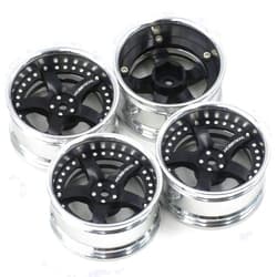 Hobbysoul 4pcs RC 1/10 Aluminum Alloy Rims Wheel Hex 12mm Adjustable Offset Fit 1:10 RC On Road Drift Touring Car Tires