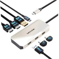 WAVLINK USB C Docking Station, WAVLINK Triple Display Docking Station with 100W Power Delivery, Triple 4K@60Hz Ultra HD Display, Dual HDMI, DP, 3 USB Ports for Dell/HP/Lenovo, Windows Systerm Computer