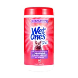 Wet Ones for Pets Freshening Multipurpose Wipes for Cats with Aloe Vera | Easy to Use Cat Cleaning Wipes, Freshening Cat Grooming Wipes for Pet Grooming in Fresh Scent | 50 ct Cannister Cat Wipes