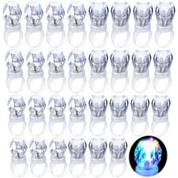 Retisee 60 Pcs LED Light up Rings Party Favors Plastic Diamond Rings Bulk Heart Shaped Flashing Glow in The Dark for Birthday Weddings Bachelor Party