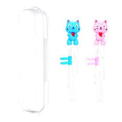 Bolonie 2 Pairs Kids Chopsticks - Cute Animal Cartoon Design, Plastic Training Chopsticks for Kids, Chopstick Helper/Trainer, by Bolonie
