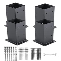 AXWHYS 4x4 Post Base 4 Pcs, (Inner size 3.6x3.6) Post Anchors, 13GA Thick Solid Steel & Black Powder Coated,Deck Post Brackets Support Deck Base Plate Pergola brackets Fence Kit Mailbox Mount