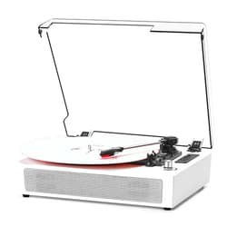 DANFI AUDIO DF Vinyl Records Player Bluetooth with Bulit-in Speaker Vintage Record Player with USB Recording EQ Mode Support Belt-Driven 3-Speed Turntable AUX-in RCA Out, White