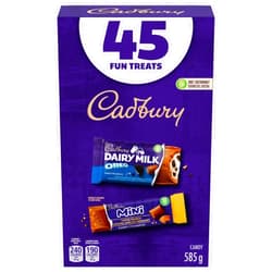 Mondelez Canada Inc Cadbury Chocolate 45 Fun Treats, Mini Toffee Crunch & Dairy Milk Chocolate Bars, 585g/20 oz. Box