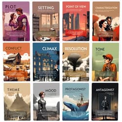 bqw Literary Elements Posters for Classroom, 12 Literary Elements Posters High School, 11x17in Literary Posters, Elements of Literature Posters, Literature Classroom Decor